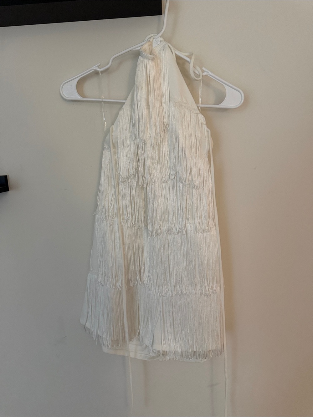 White Fringe Halter romper